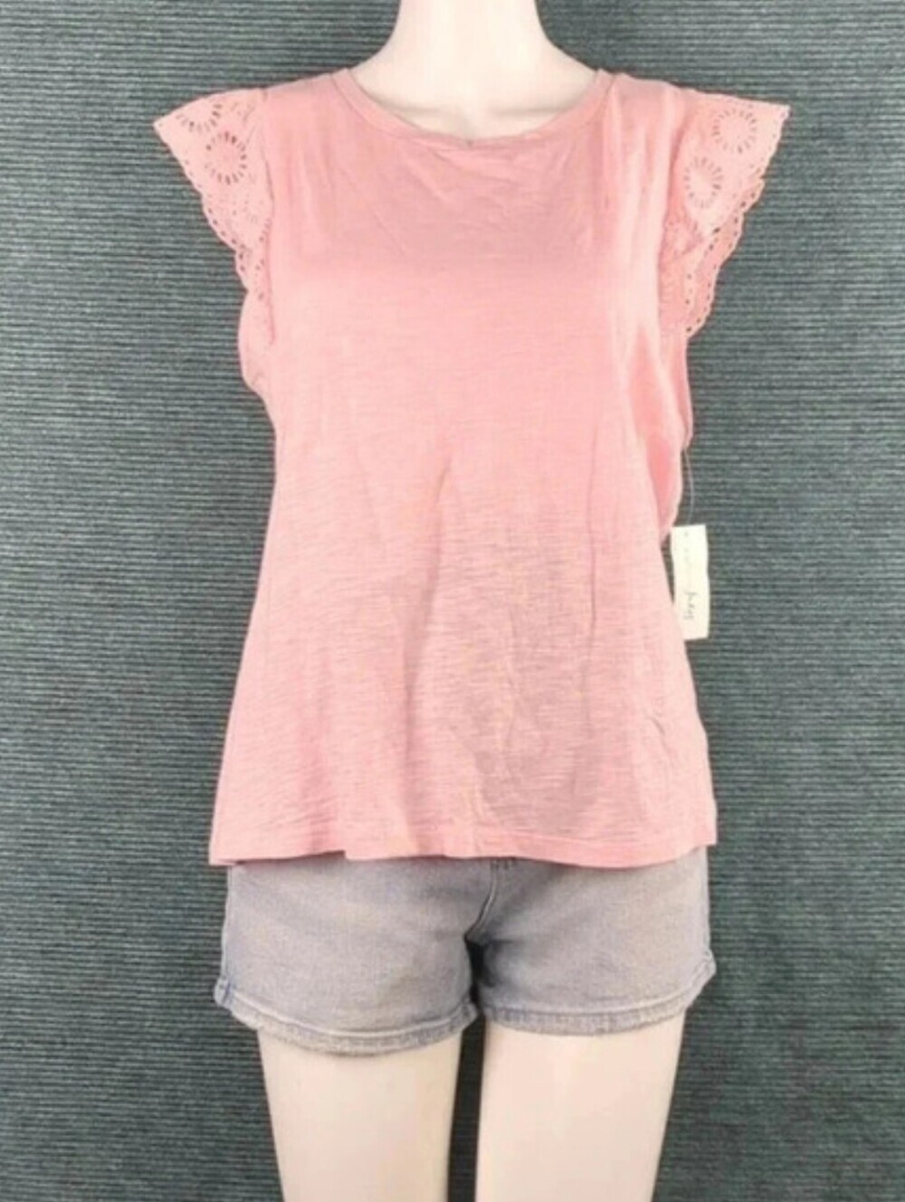 For Kitty Rescue! Maison Jules Tee, With Eyelet Trim Cap Sleeves NWT!
